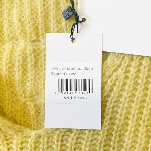 NWT  Anine Bing Sweater, Sunny Ribbed Alpaca-blend Sweater Lime Green (Yellow) - Picture 8 of 15